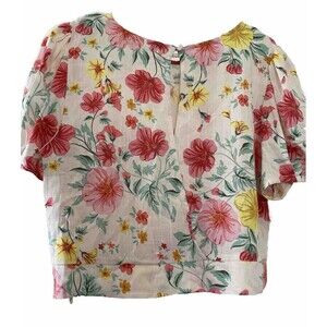 GB OPEN BACK Floral Short Sleeve Blouse - Pre-Owned - B3